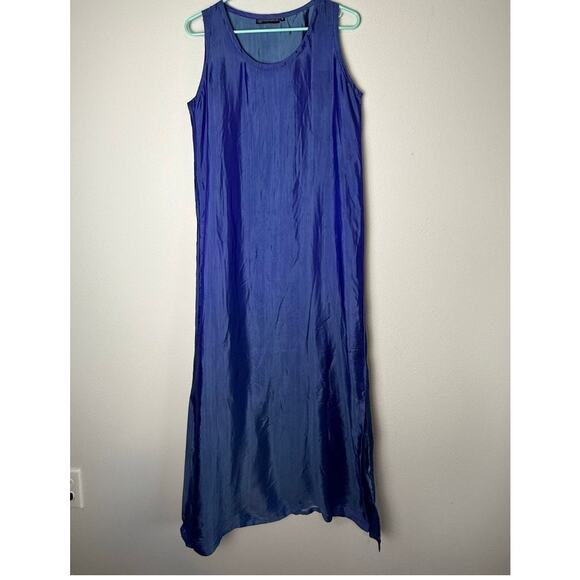 Endless Knot Art Silk Blend Maxi Sheath Dress, Blue, Sz Med - Picture 1 of 3